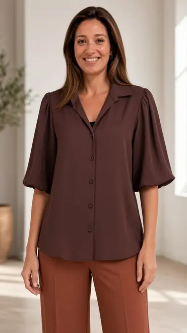 Amelie &amp; Amelie - Blouse - Donker bruin
