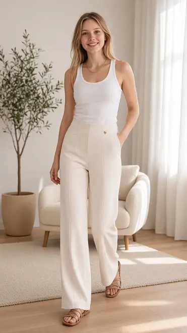 Amelie &amp; Amelie - Lange Broek - Ecru