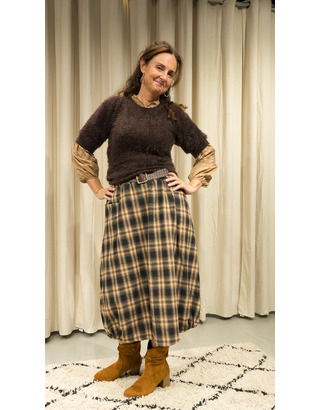 Garde-robe - Halflange Rok - Zwart-beige
