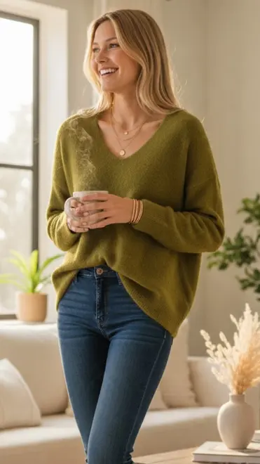 Garde-robe - Pull - Olijf-groen