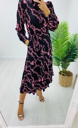 Garde-robe - Lang kleed - Zwart-roze